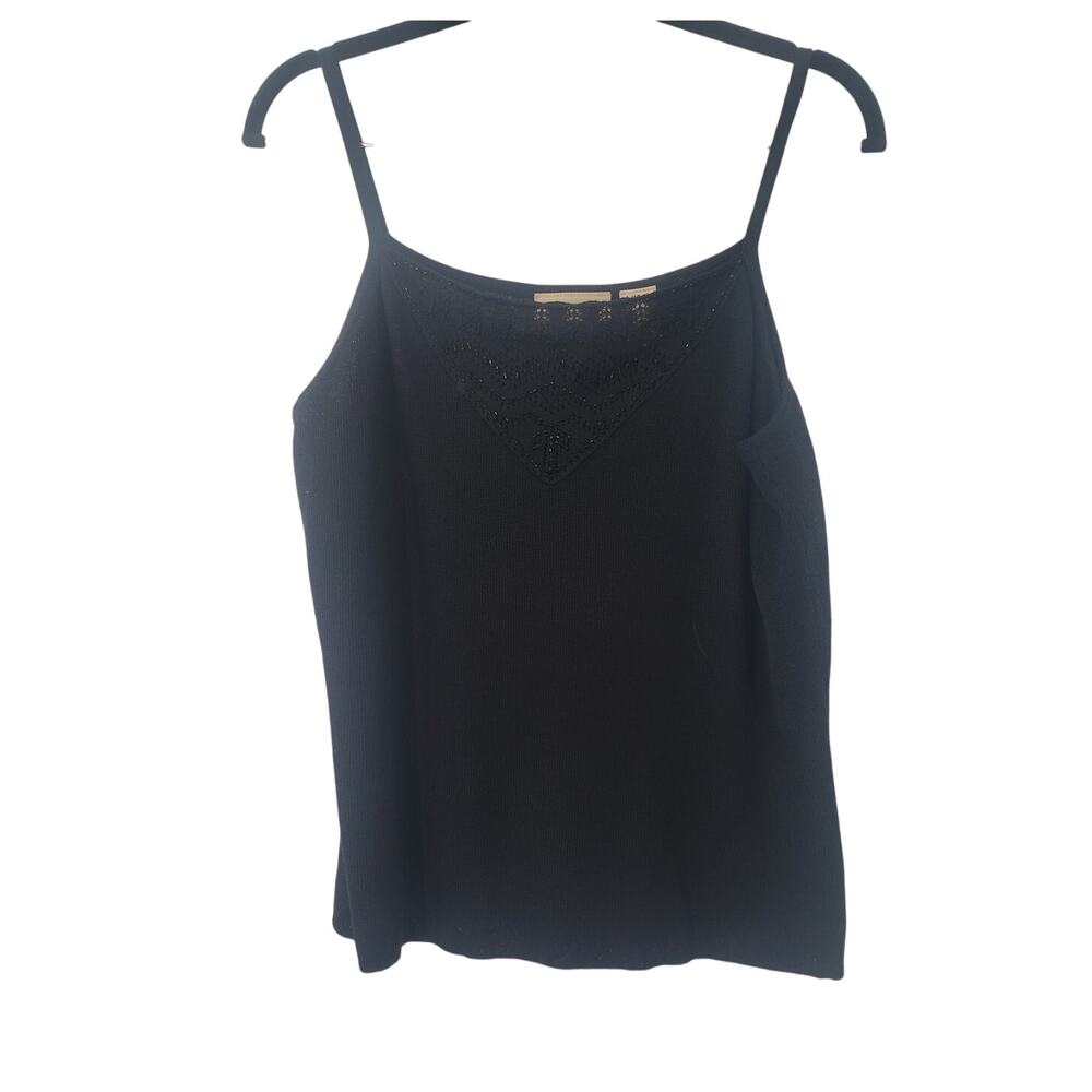 APOSTROPHE Black Spaghetti Strap Tank Top Womens Size Large L